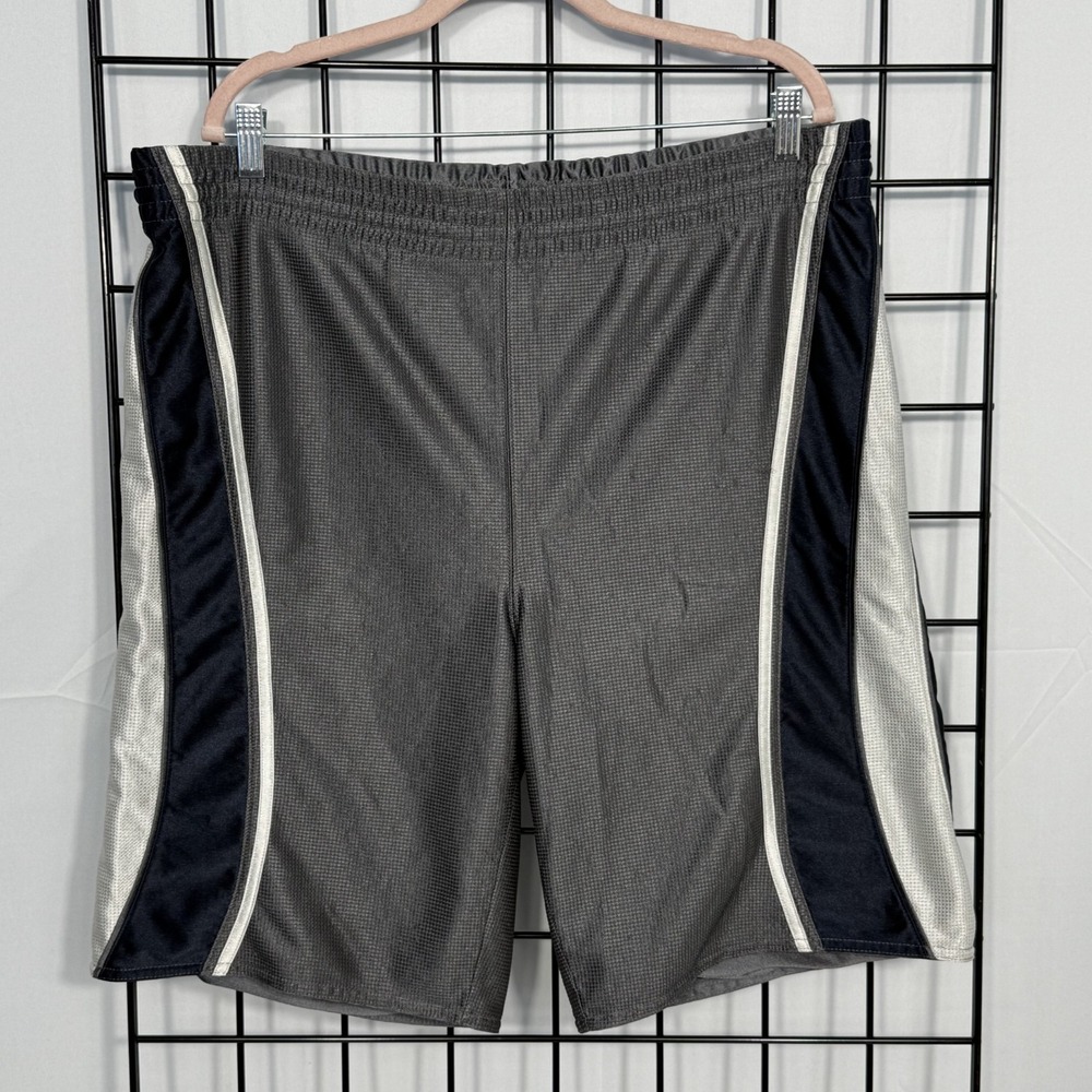 Y2K Champs Sports‎ Reversible Baggy Basketball Shorts Mens XL Gray Satin 11"